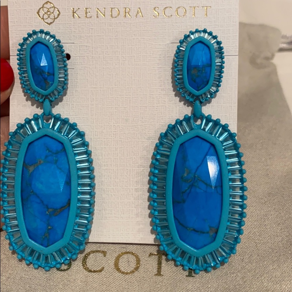 Khaki earrings turquoise and matte blue